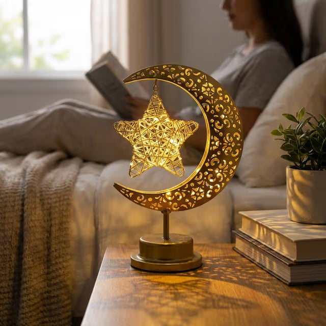 LAMPE LUNE & ÉTOILE DORÉE